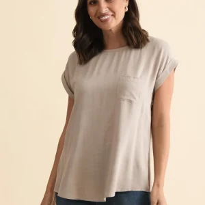 Aiden Beige Linen Blend Pocket Top