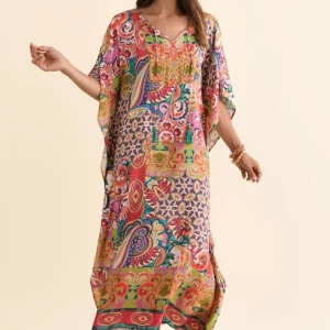 Elara Orange Mosaic Kaftan