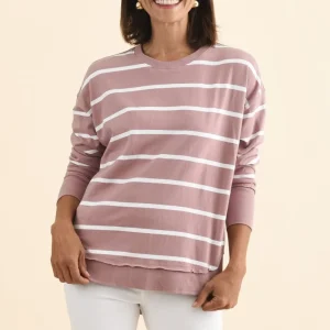 Farrah Blush Stripe Cotton Long Sleeve Top