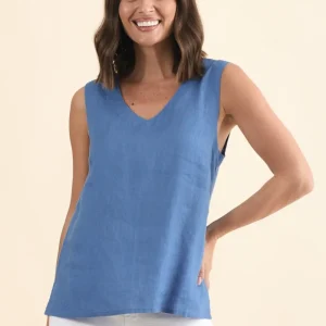 Inez Blue Linen Tank