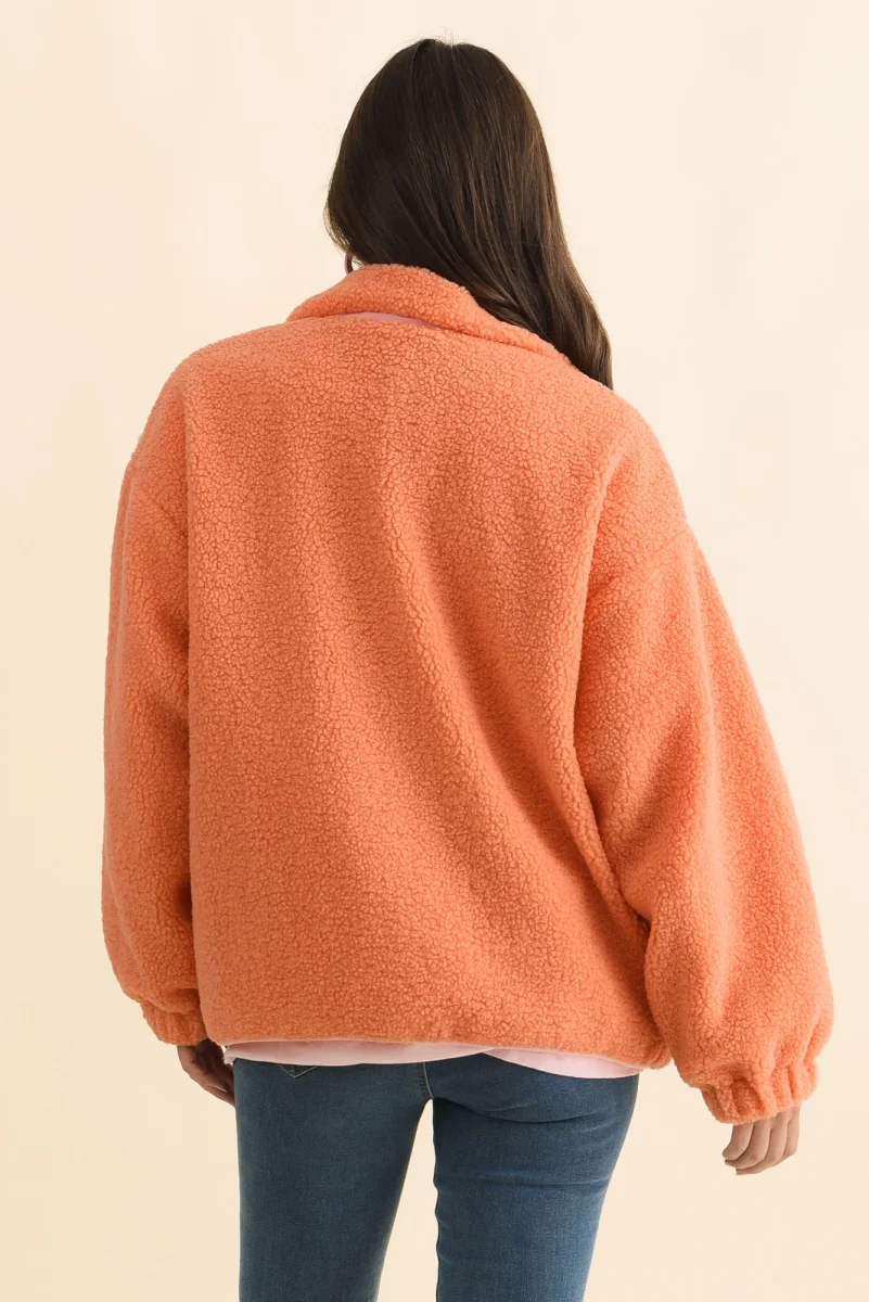 Jayne Orange Contrast Fleece Jacket - Image 6