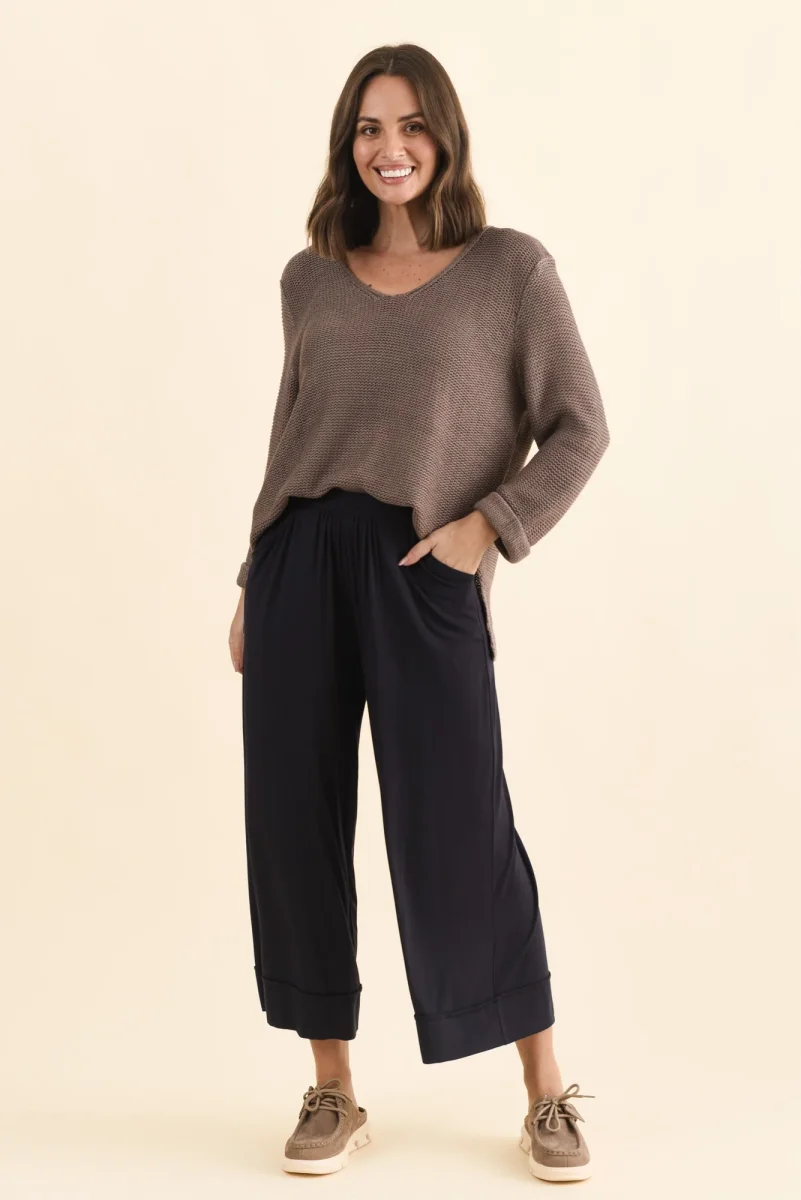 Lena Navy Micro Modal Resort Pants - Image 4