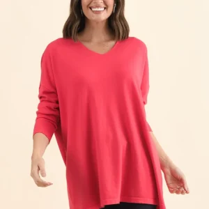 Piper Berry V Neck Knit Jumper