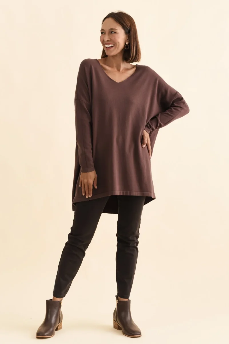 Piper Brown V Neck Knit Jumper - Image 7