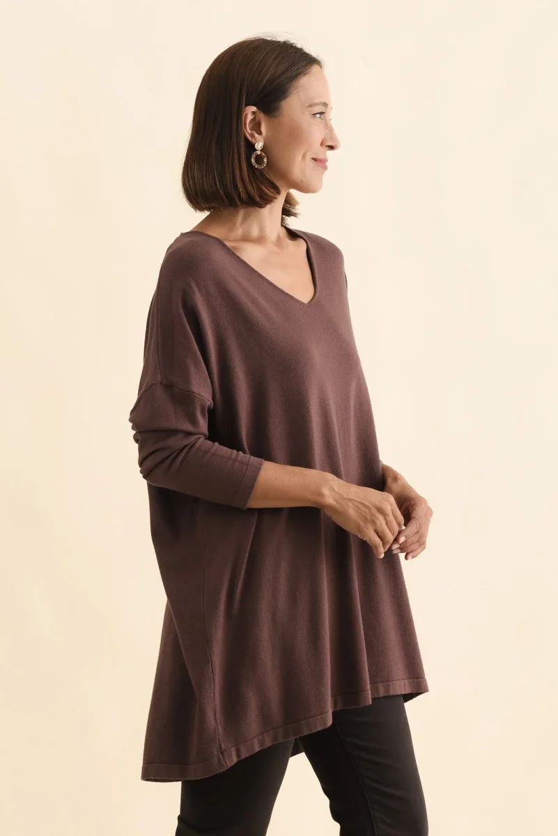 Piper Brown V Neck Knit Jumper - Image 4