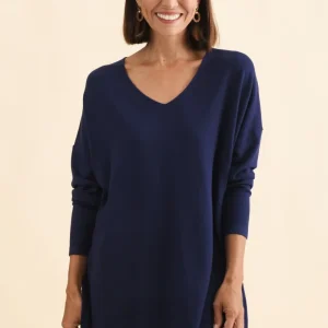 Piper Navy V Neck Knit Jumper