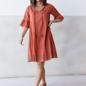 Cayman Rust Cotton Tunic Dress