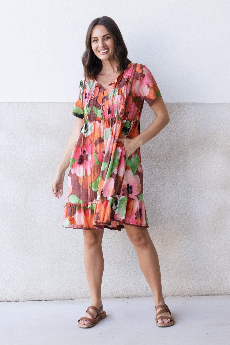 Marisol Pink Floral Crinkle Cotton Dress - Image 2
