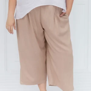 Belinda Taupe Linen Blend Cropped Pants