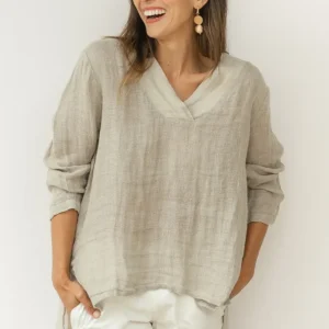 Ofi Natural Linen Tunic Top