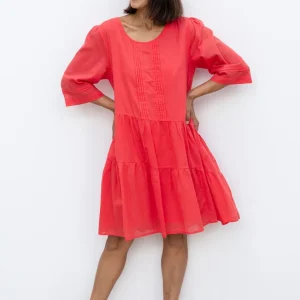 Portia Red Cotton Asymmetrical Dress