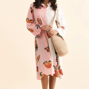 Stella Pink Fruity Cotton Shirt Dress