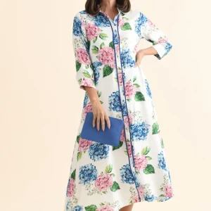 Taylah White Flower Linen Cotton Dress