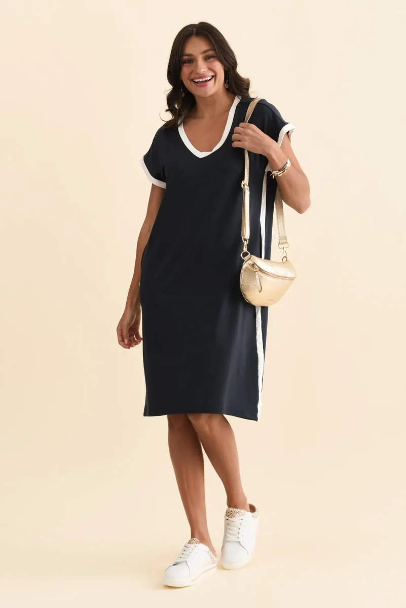 Tula Navy Contrast T-Shirt Dress - Image 2