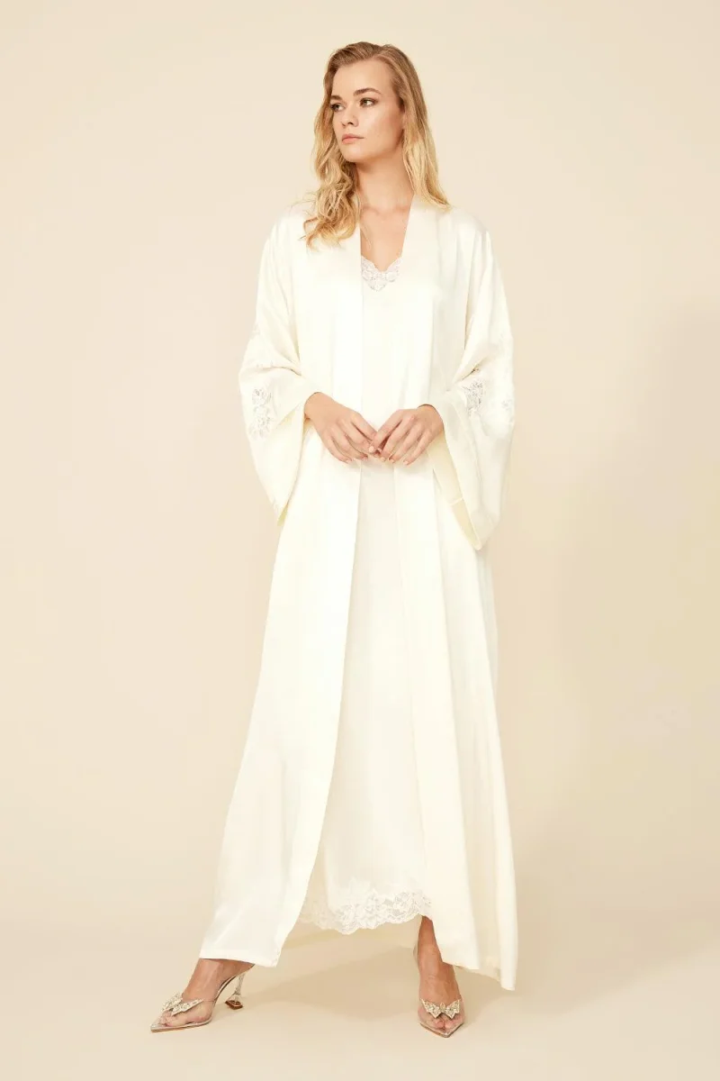 Jemima Silky Robe Set Off White - Image 5